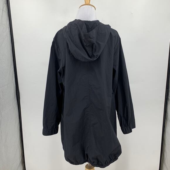 Pure Jill Jacket Womens M Medium Black Rain Zip Front Longline Hooded J. Jill - Picture 5 of 13